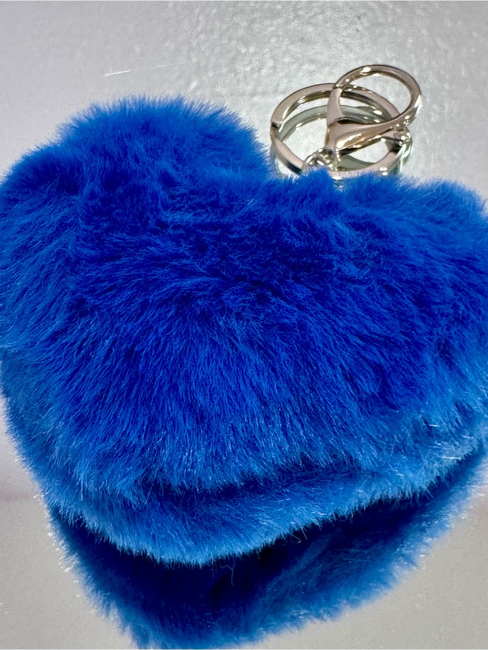 New Royal Blue Faux Fur Fluffy Heart
